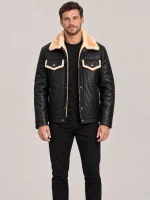 Men's Shearling Black Cowhide leather Jacket
