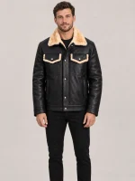Men's Shearling Black Cowhide leather Jacket