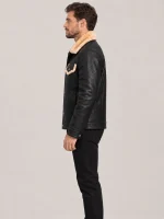 Men's Shearling Black Cowhide leather Jacket