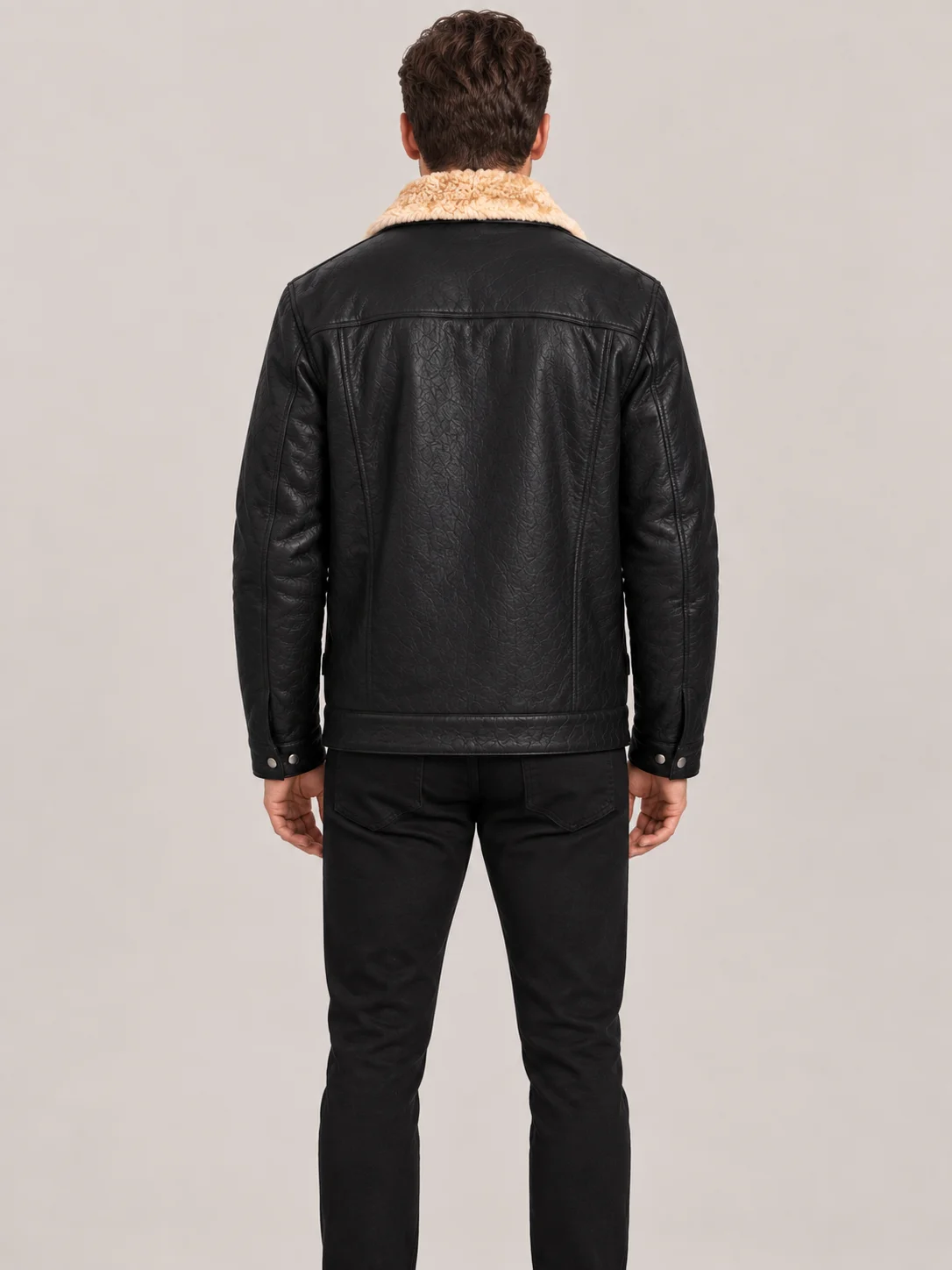 Men's Shearling Black Cowhide leather Jacket