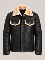 Men's Shearling Black Cowhide leather Jacket