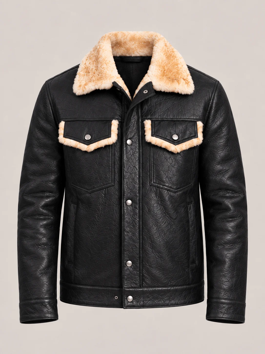 Men's Shearling Black Cowhide leather Jacket