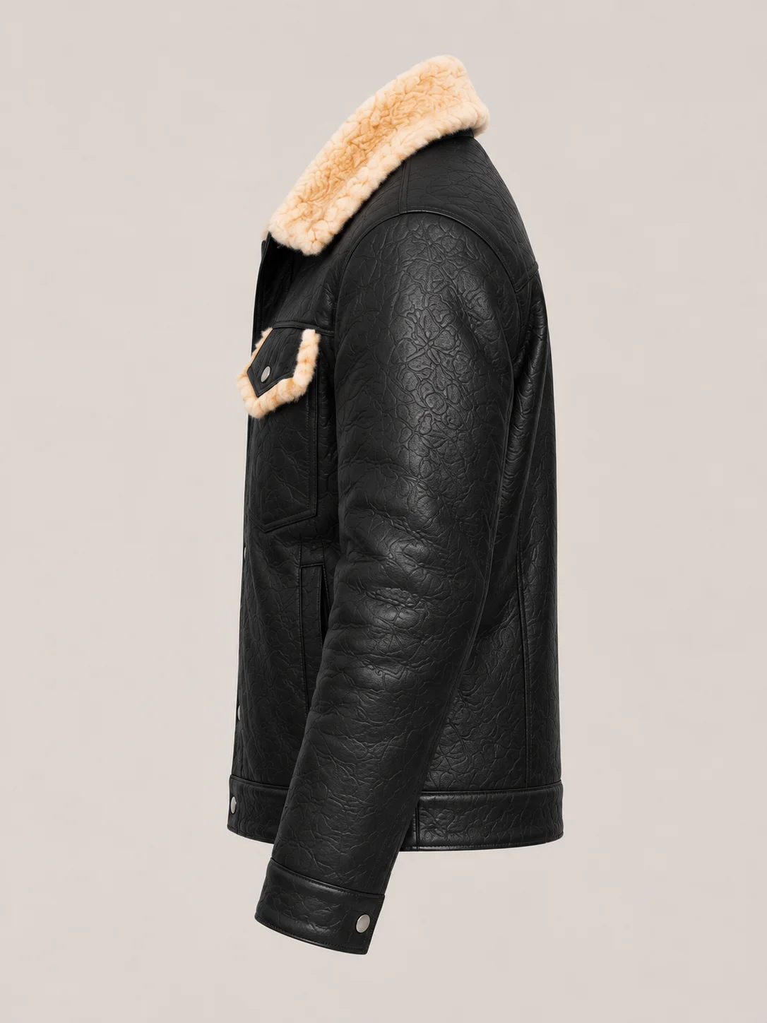 Men's Shearling Black Cowhide leather Jacket