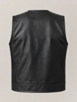 Men's Leather Military Vest Black
