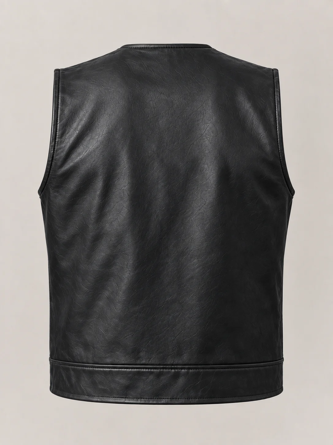 Men's Leather Military Vest Black