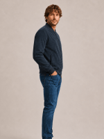 Men's Blue Morten Relaxed Fit Suede Bomber Jacket