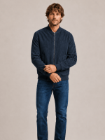 Men's Blue Morten Relaxed Fit Suede Bomber Jacket