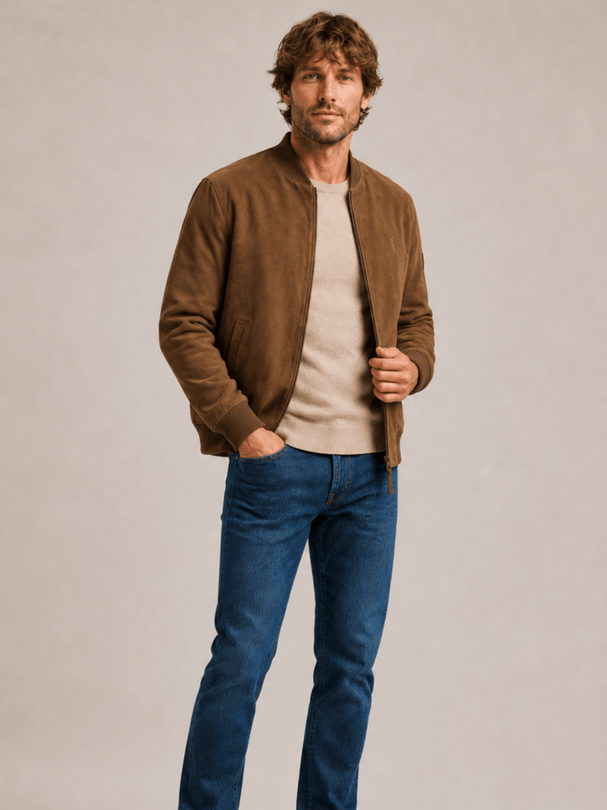 Men's Morten Relaxed Fit Suede Bomber Jacket