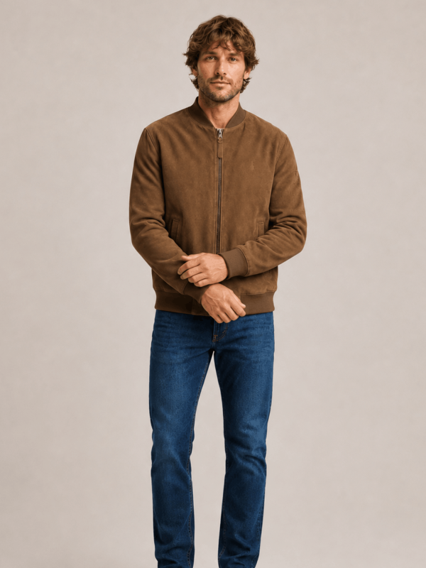 Men's Morten Relaxed Fit Suede Bomber Jacket