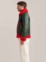 Men's Shearling Red Fur Pilot Style leather Jacket
