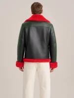 Men's Shearling Red Fur Pilot Style leather Jacket
