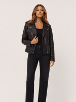 Women's Relaxed Fit Leather Biker Jacket
