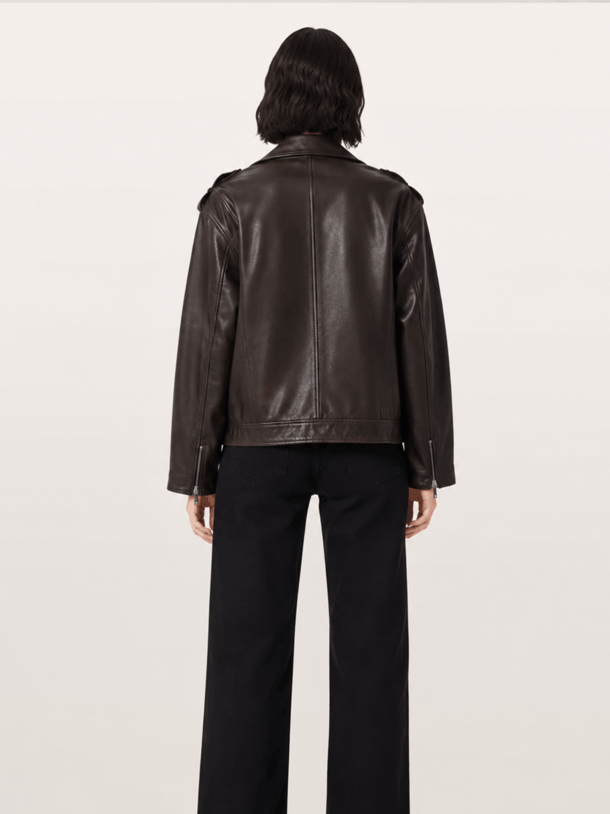 Women's Relaxed Fit Leather Biker Jacket
