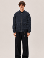 Men's Blue Rokko Relaxed Suede Bomber Jacket
