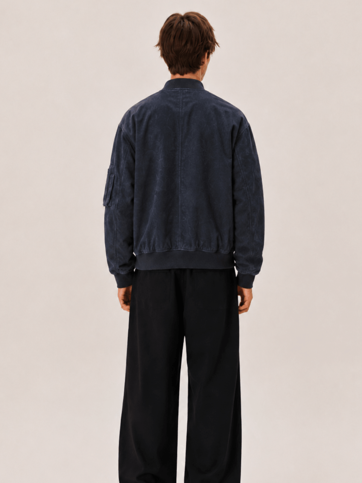 Men's Blue Rokko Relaxed Suede Bomber Jacket