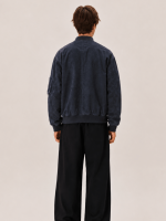 Men's Blue Rokko Relaxed Suede Bomber Jacket