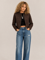 Women's Sadler Bitter Brown Fitted Suede Jacket