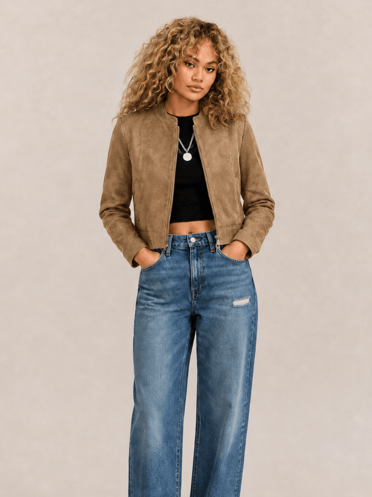 Women's Sadler Walnut Brown Fitted Suede Jacket