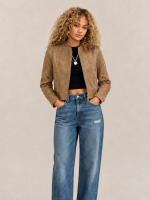 Women's Sadler Walnut Brown Fitted Suede Jacket