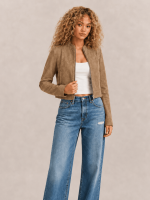 Women's Sadler Walnut Brown Fitted Suede Jacket