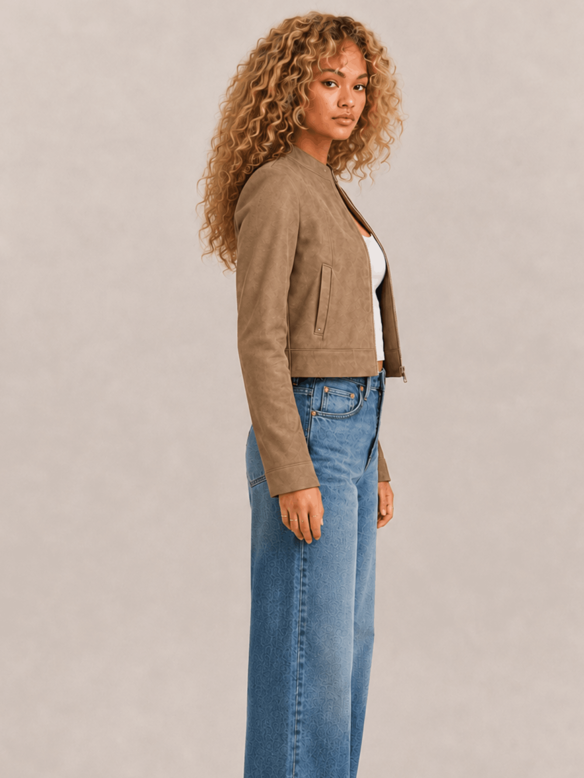 Women's Sadler Walnut Brown Fitted Suede Jacket