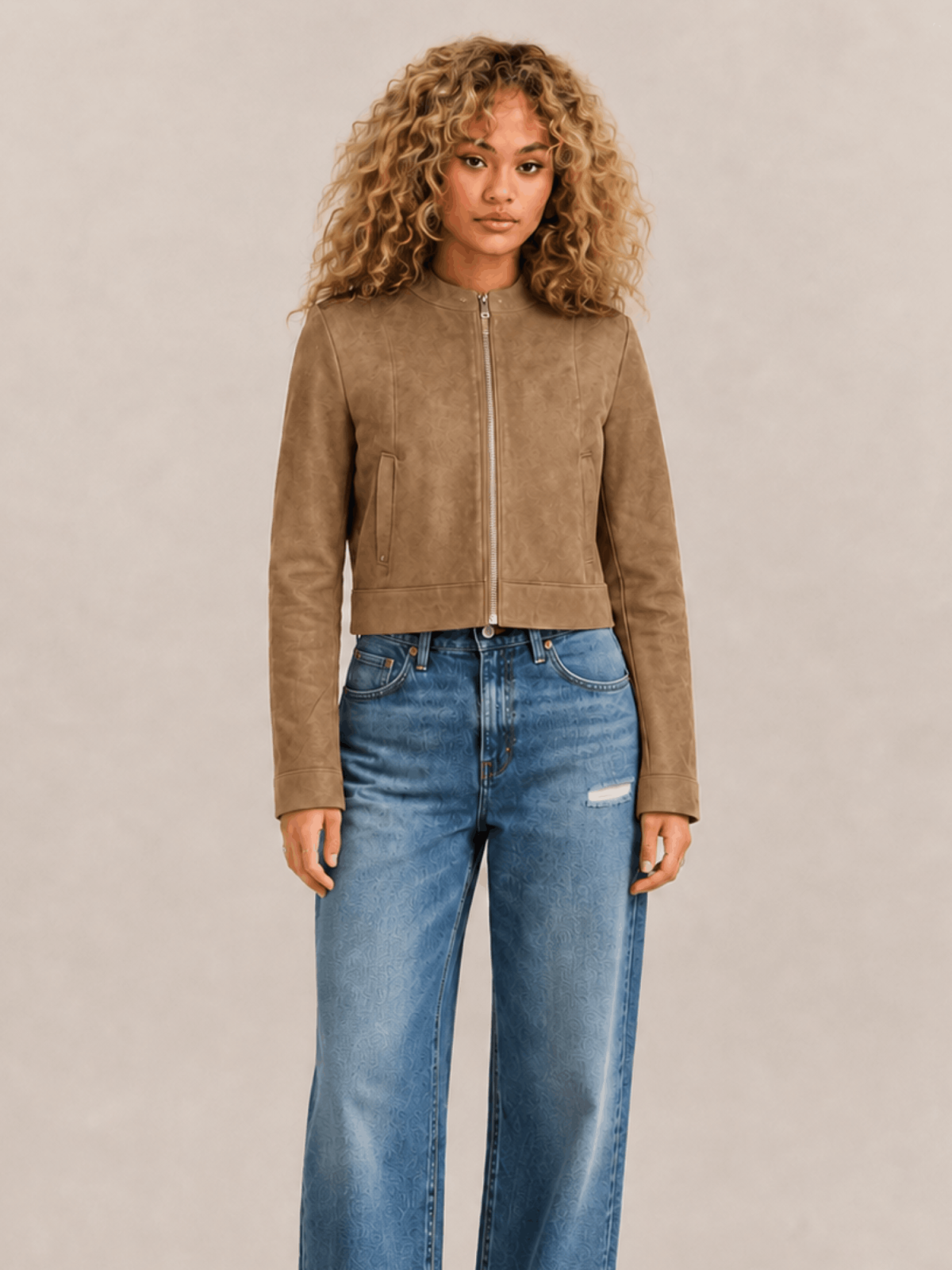 Women's Sadler Walnut Brown Fitted Suede Jacket