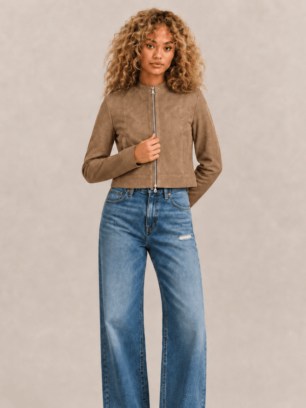 Women's Sadler Walnut Brown Fitted Suede Jacket