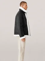 Men's B3 Black White fur Shearling Leather Jacket