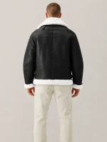 Men's B3 Black White fur Shearling Leather Jacket