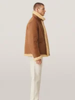 Men's B3 Cognac Brown Shearling Leather Jacket