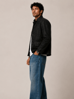 Men's Survey Double Layered Black Suede Blazer