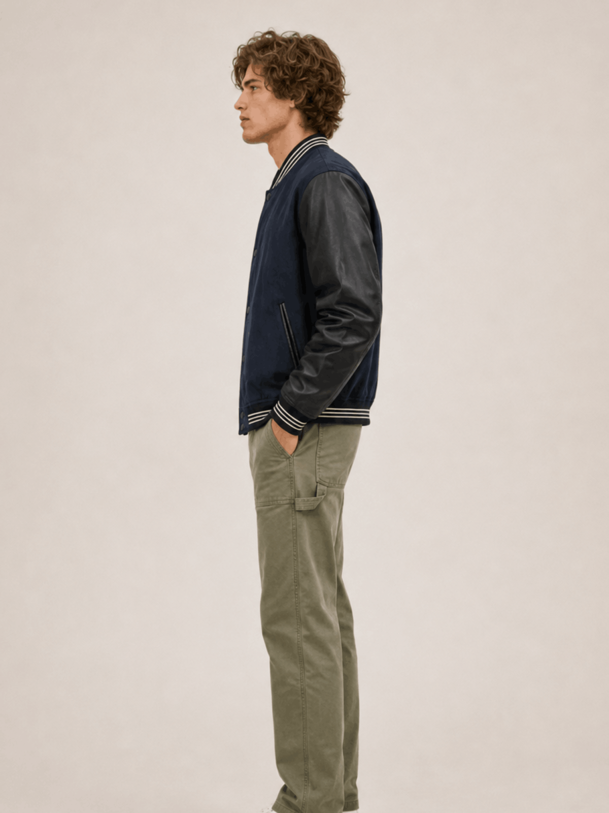 Men's Taishi Leather Varsity Bomber Jacket