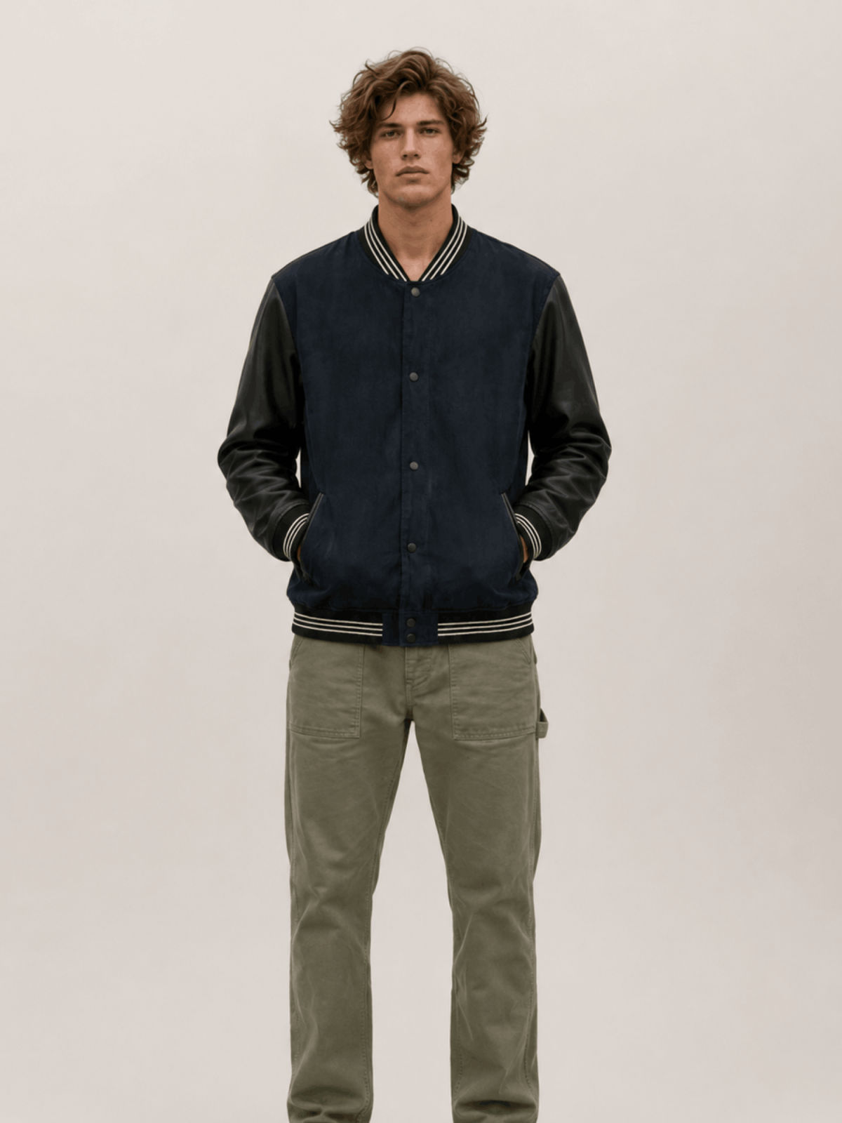 Men's Taishi Leather Varsity Bomber Jacket