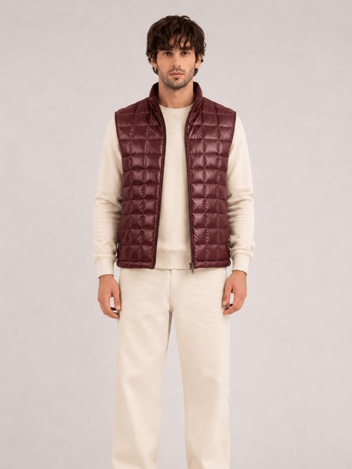 Men's Mahogany Teton Leather Light Down Vest