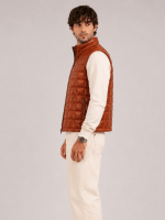 Men's Whiskey BrownTeton Leather Light Down Vest
