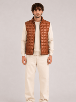 Men's Whiskey BrownTeton Leather Light Down Vest