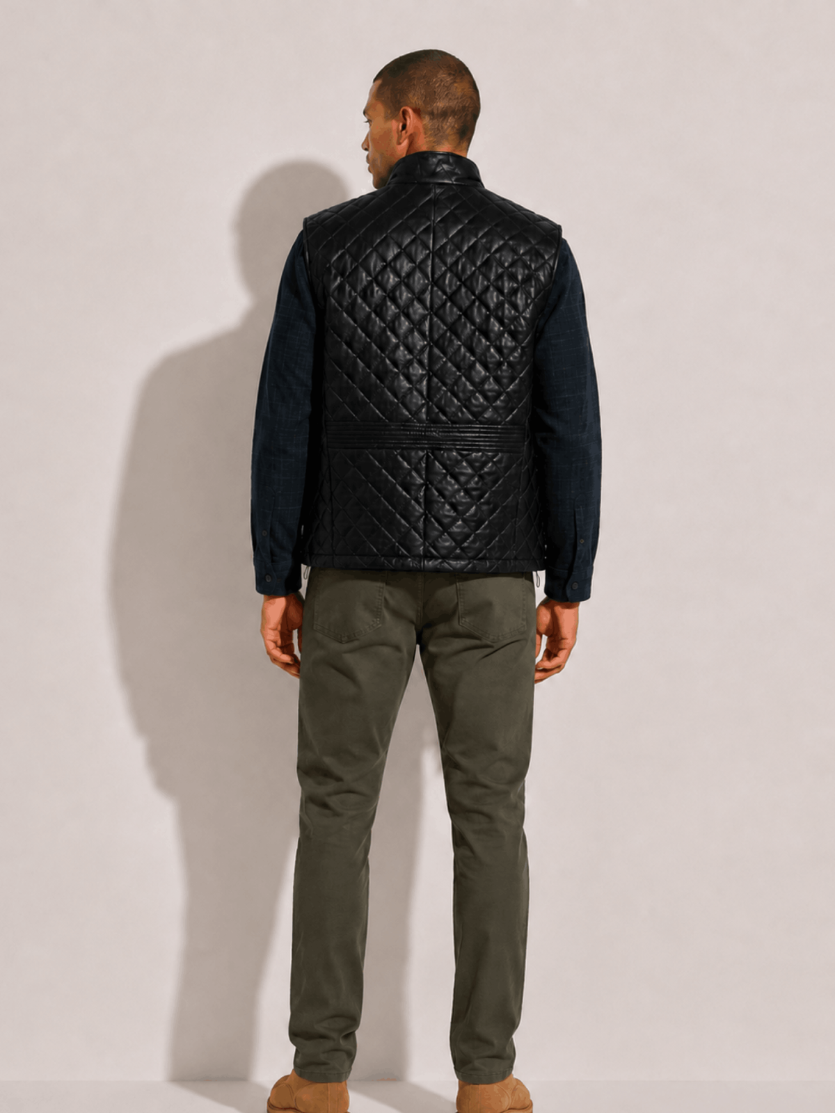 Men's Highlands Quilted Leather Black Vest