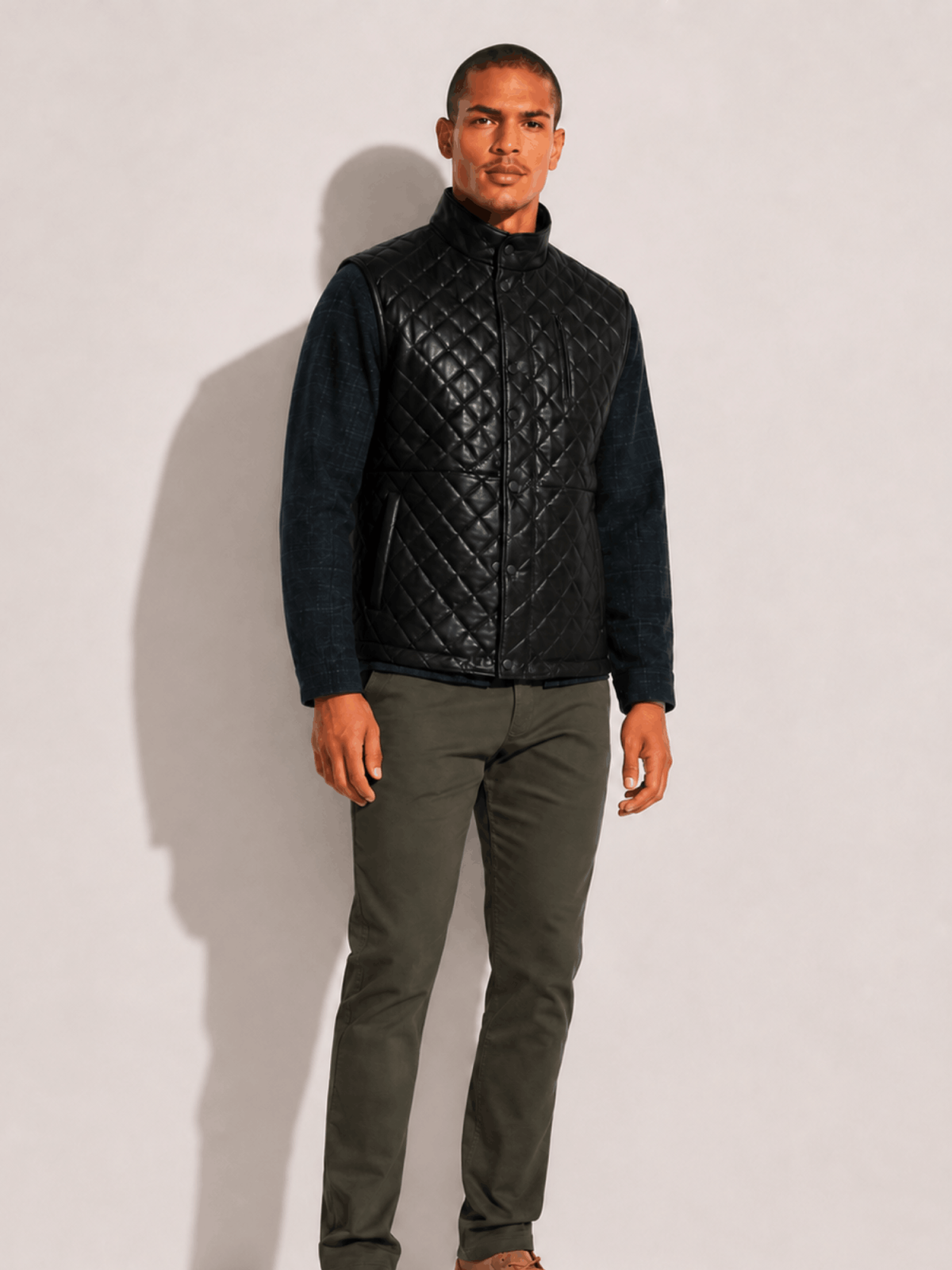 Men's Highlands Quilted Leather Black Vest