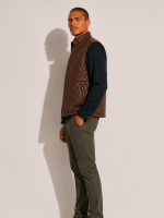 Men's Highlands Quilted Leather Mahogany Brown Vest