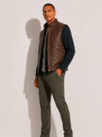Men's Highlands Quilted Leather Mahogany Brown Vest