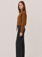 Women's Orten Cognac Brown Suede Bomber Jacket