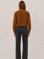 Women's Orten Cognac Brown Suede Bomber Jacket