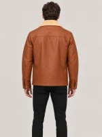 Men's Shearling Cognac Brown Cowhide leather Jacket