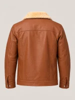 Men's Shearling Cognac Brown Cowhide leather Jacket