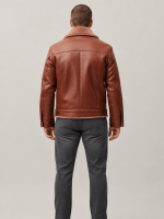 Men's Shearling Fur Collar Brown Brisa leather Jacket