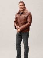 Men's Shearling Fur Collar Brown Brisa leather Jacket