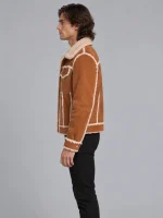 Men's Shearling Brown Style Fur Out leather Jacket