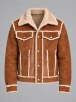 Men's Shearling Brown Style Fur Out leather Jacket