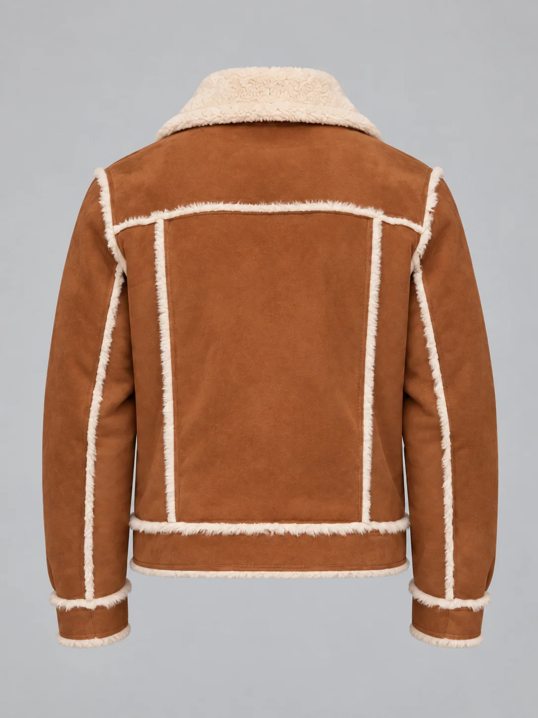 Men's Shearling Brown Style Fur Out leather Jacket