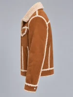 Men's Shearling Brown Style Fur Out leather Jacket